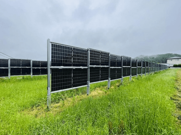 太陽光パネルを縦向きに設置する発電の仕組み「垂直ソーラー」を設置イメージ